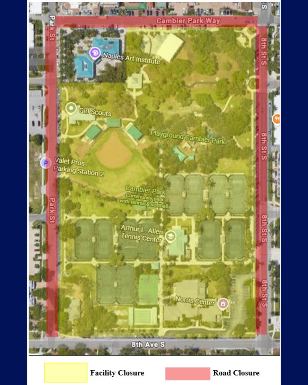 ROAD & FACILITY CLOSURE NOTICE:  NAPLES PRIDEFEST EVENT 4/18/2026