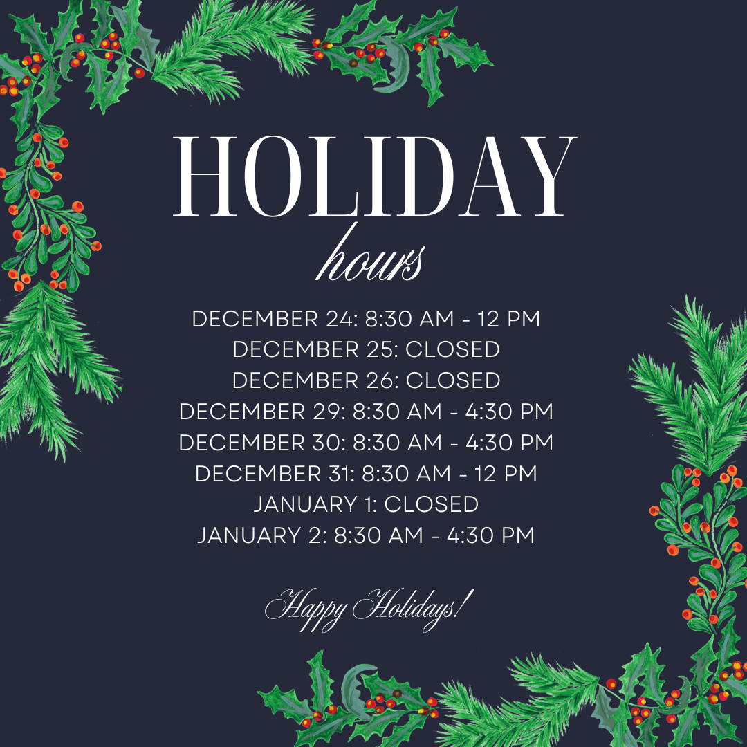 Holiday Hours Update