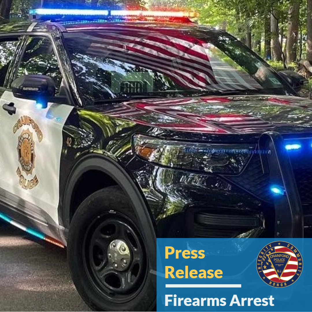 3 Charged with Firearms and Narcotics Offenses During Cranford Police MV Stop