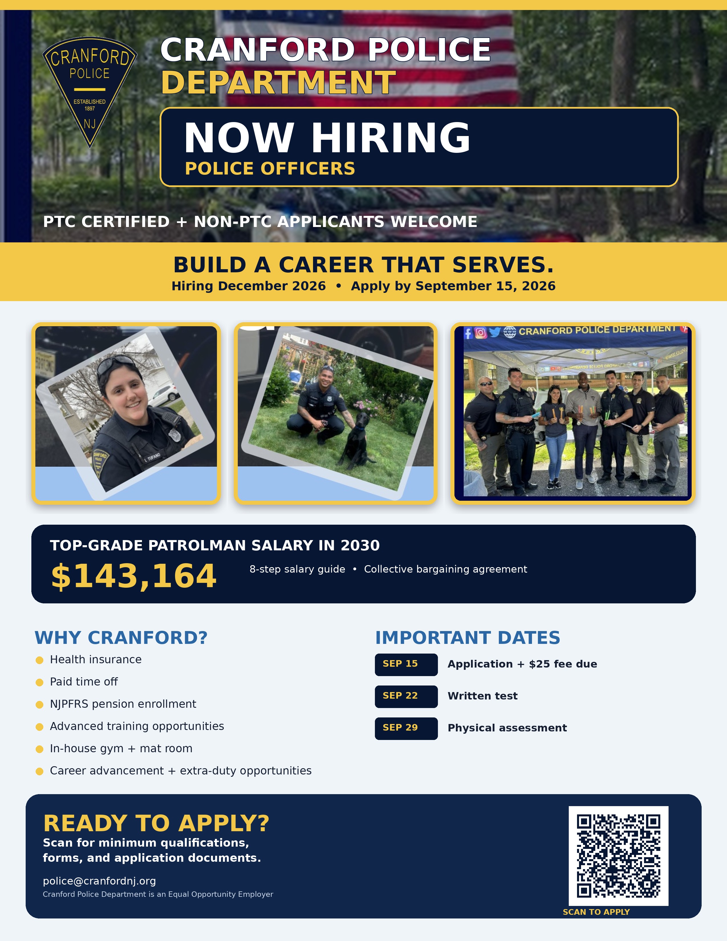 Cranford Police Department Now Accepting Applications: POLICE OFFICER